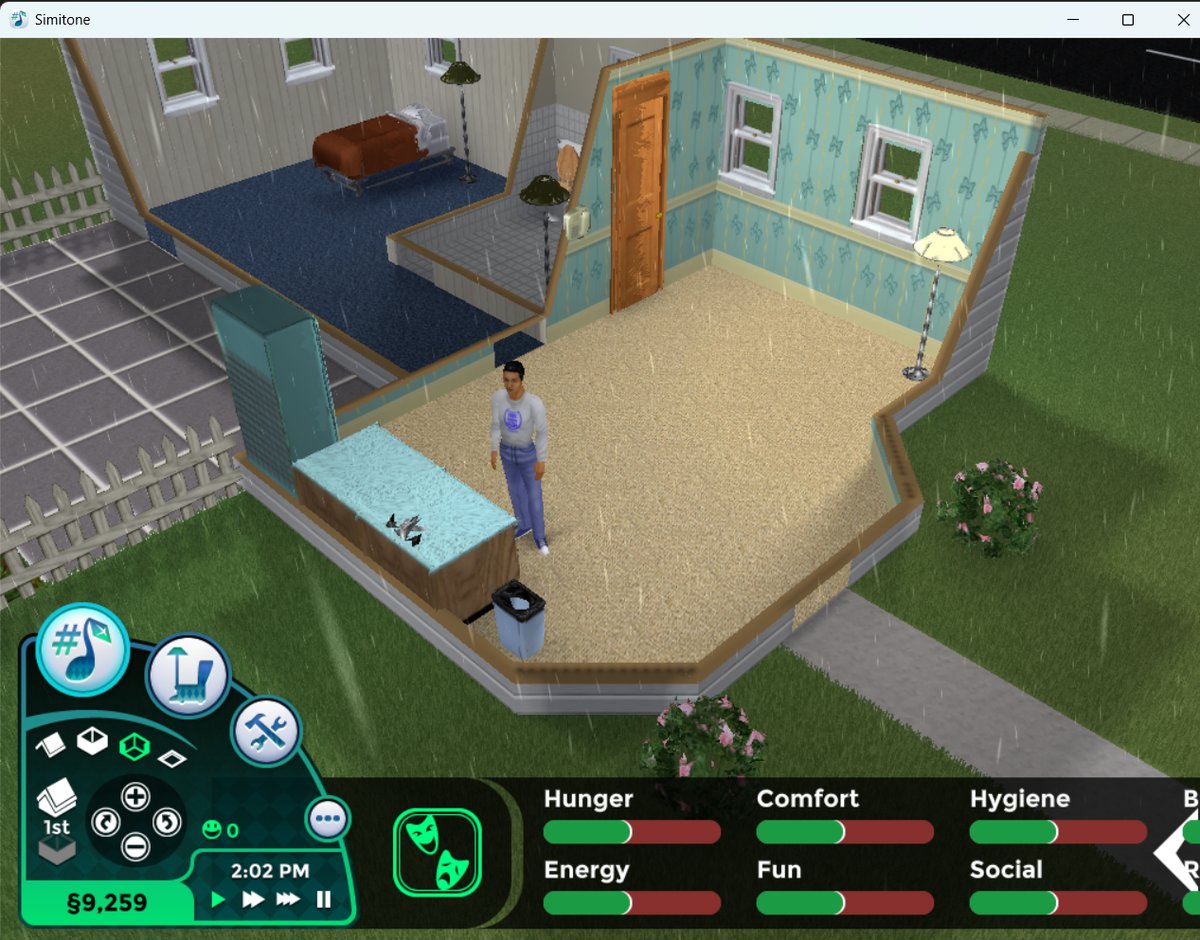 Rain weather system in The Sims 1